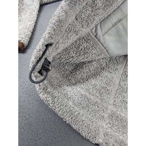 LL Bean Sherpa Fleece Jacket Womens XL Gray Full Zip Suede Trim Pockets Lined - Picture 8 of 14